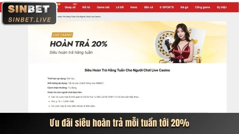 Ưu đãi hoàn trả hàng tuần cho cá cược thể thao